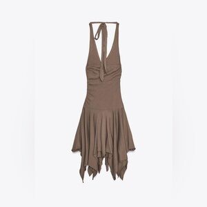 Zara ASYMMETRIC HALTER DRESS - Brown